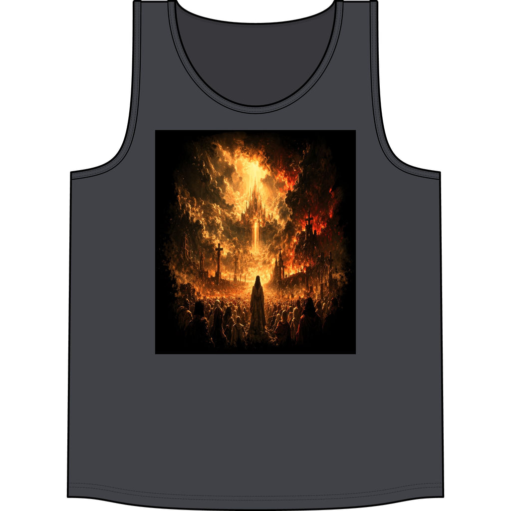 Metal Concert Tank Top — Fiery Crowd Graphic Rock Band Tee