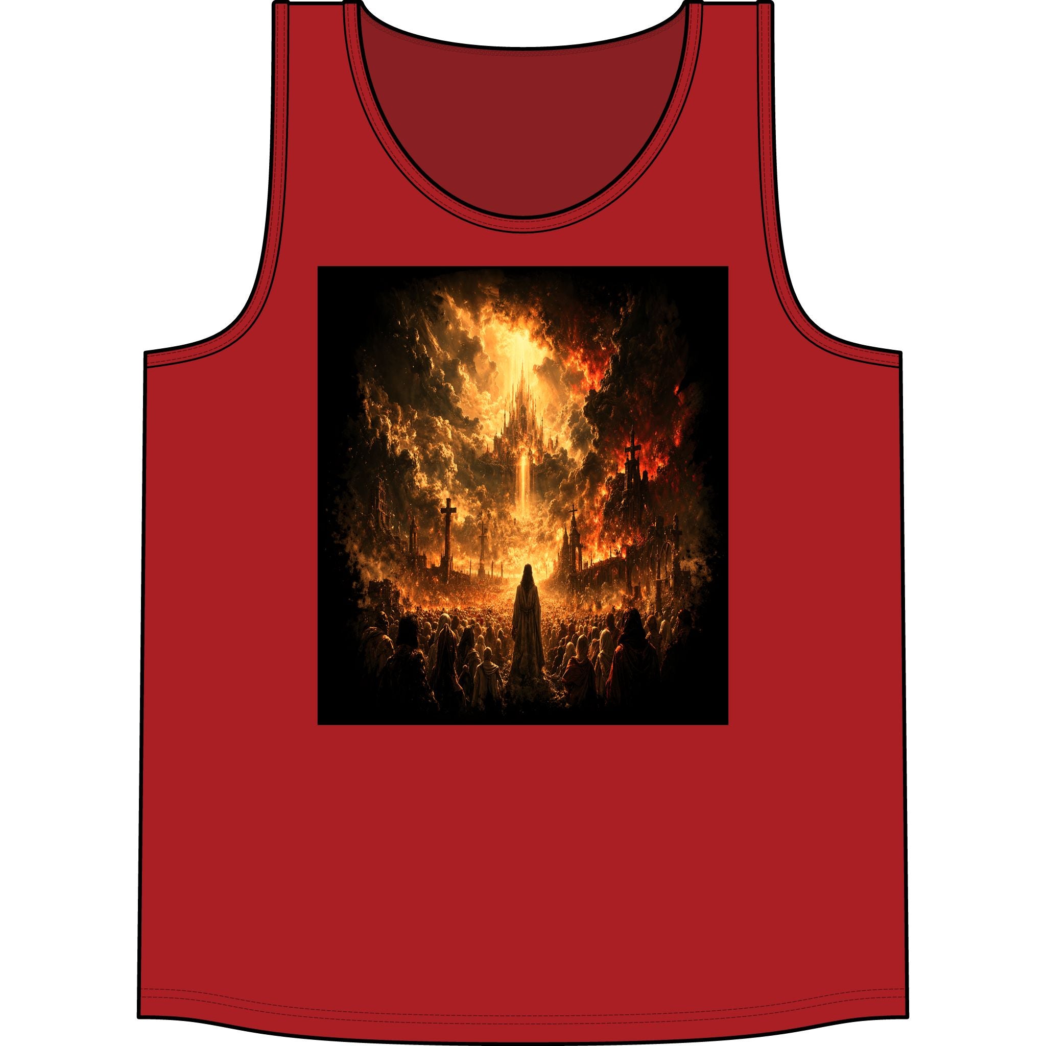 Metal Concert Tank Top — Fiery Crowd Graphic Rock Band Tee