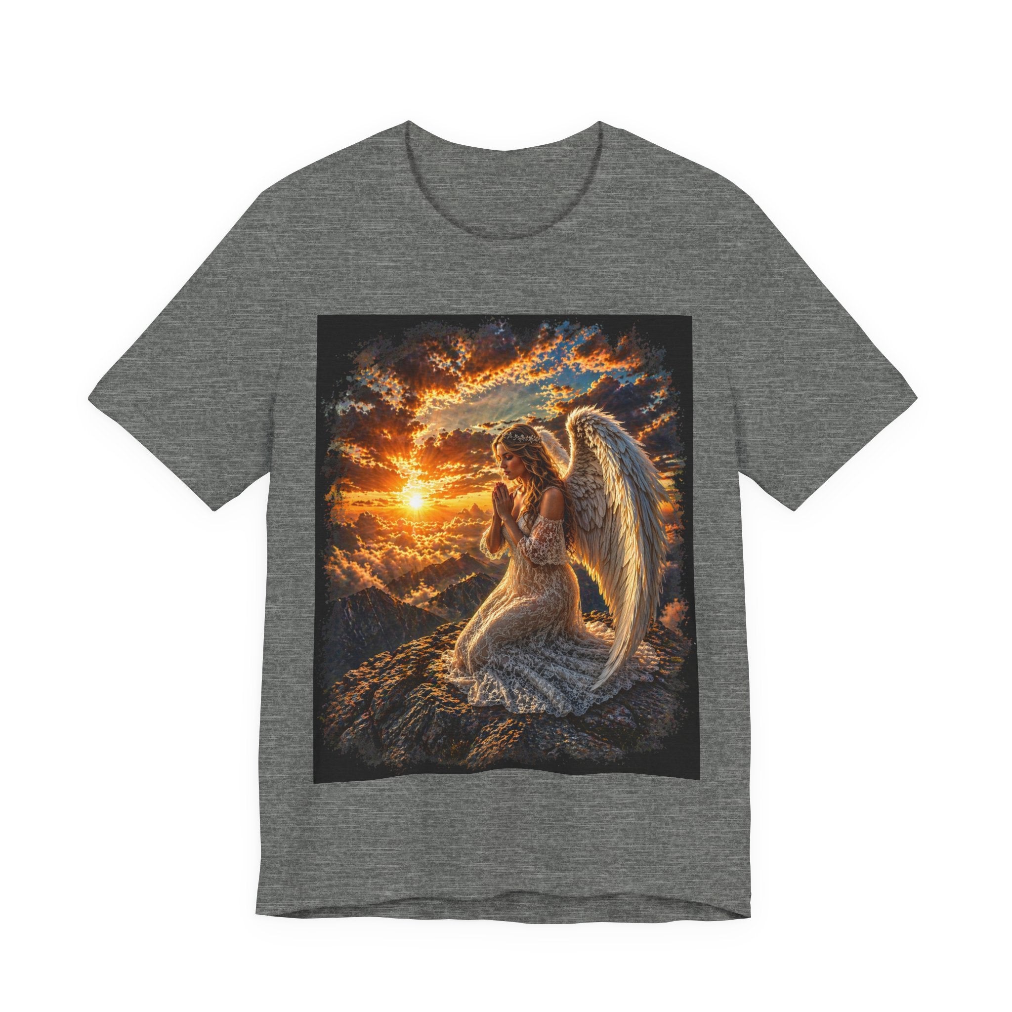 Angel Prayer T‑Shirt — Serene Sunset Guardian Angel Tee
