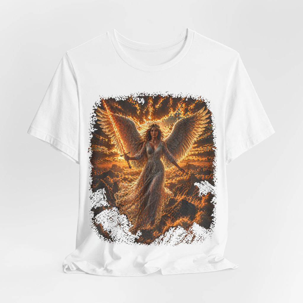 Angel Wings Graphic Tee — Fiery Guardian Angel Design