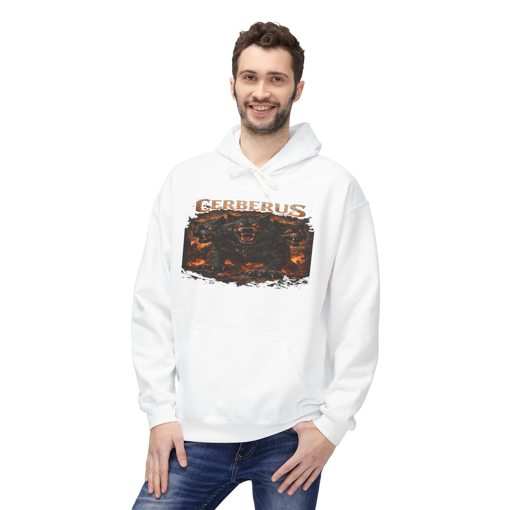 Gerberus Mythic Dog Hoodie — Fiery Cerberus Graphic Sweatshirt