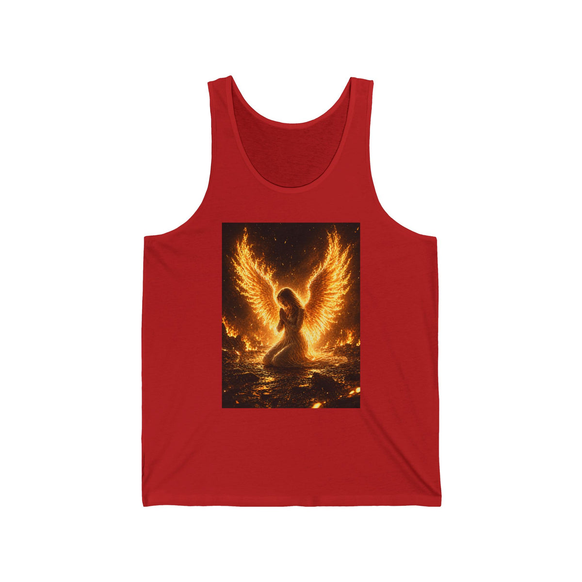 Fiery Angel Wings Tank Top — Flaming Angel Graphic Tank