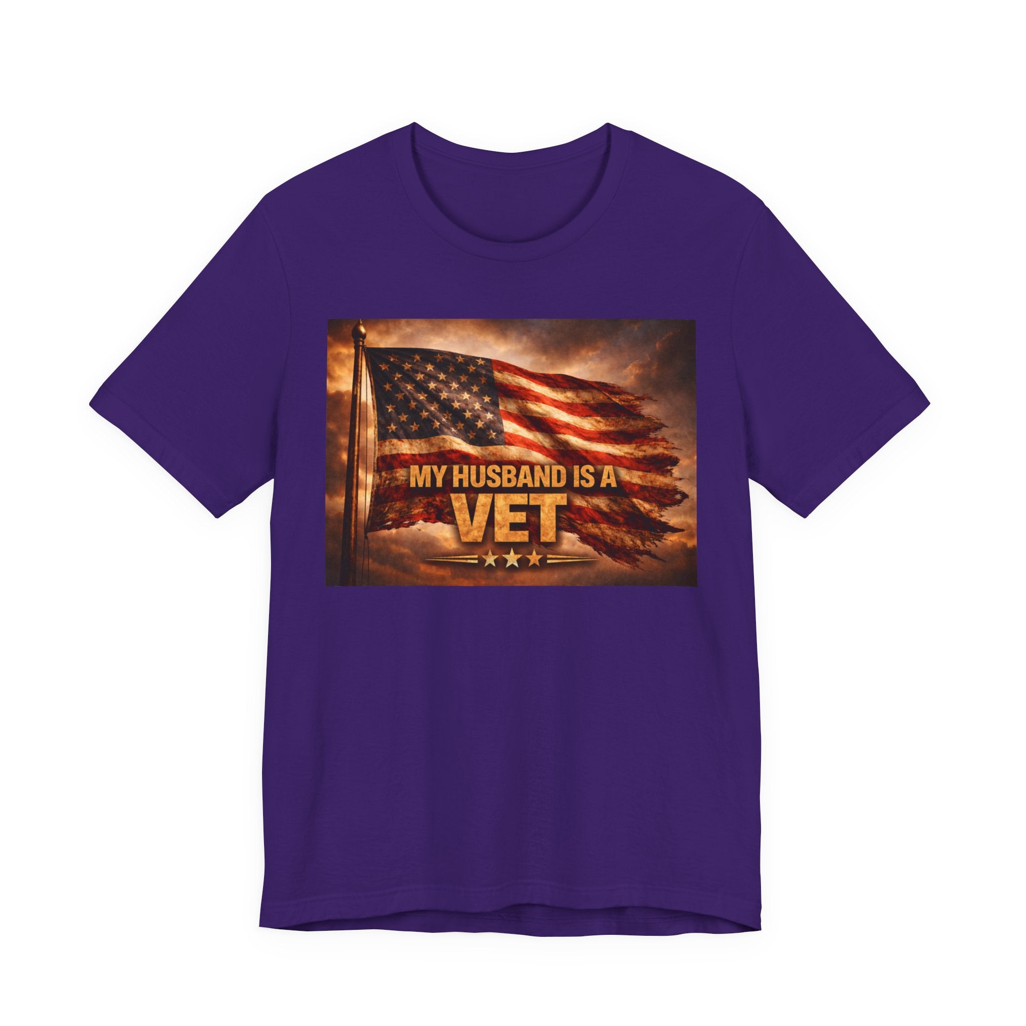 My Husband Is A Vet T-Shirt — Patriotic American Flag Military Tee for Military Wives