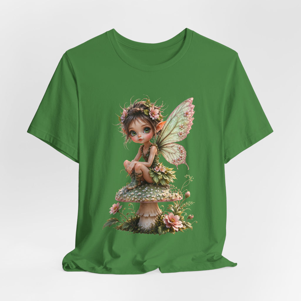 Fairy Mushroom Tee — Cute Woodland Fairy Sitting on Toadstool Graphic T-Shirt