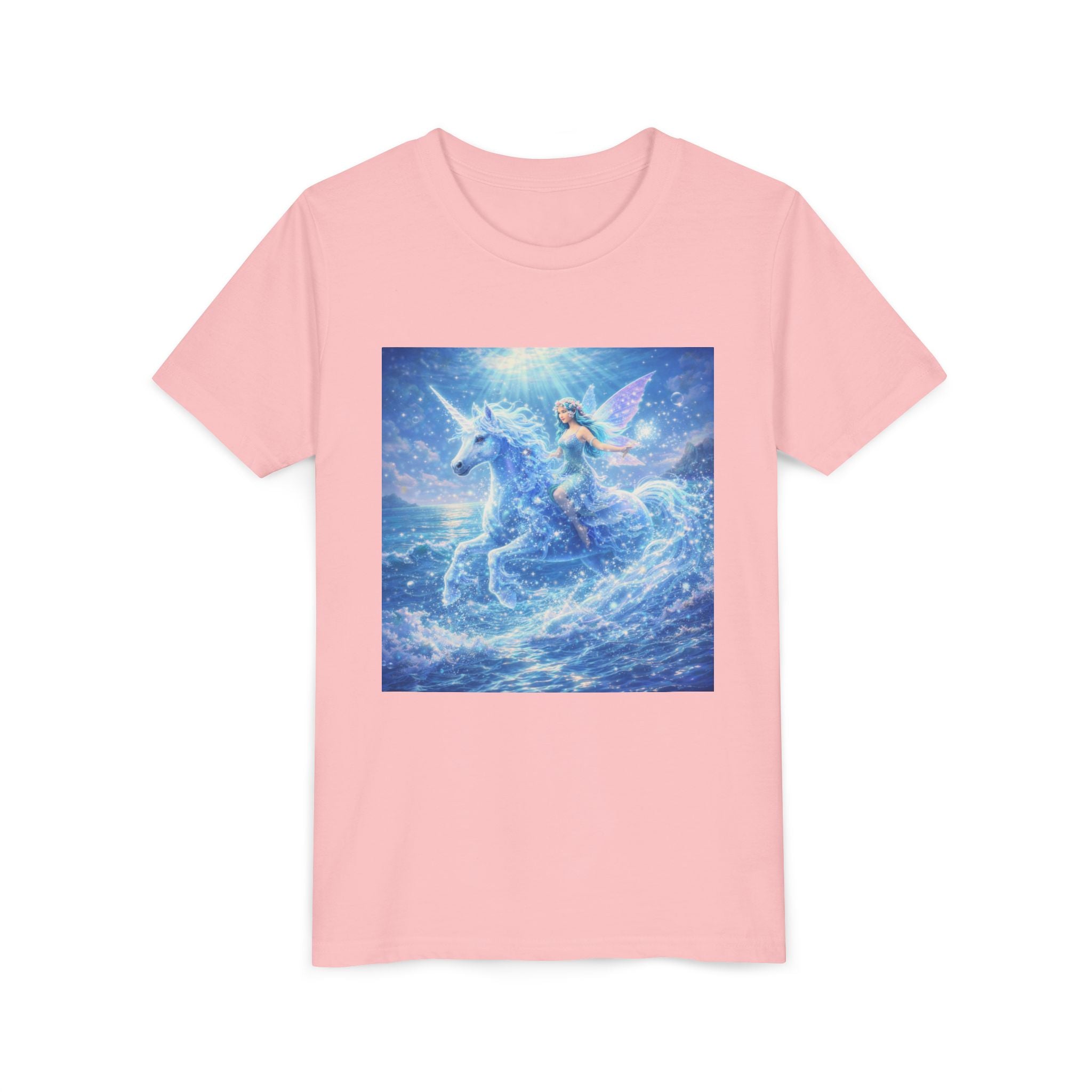 Kids Unicorn Fairy Tee — Magical Blue Pegasus Graphic Youth T-Shirt