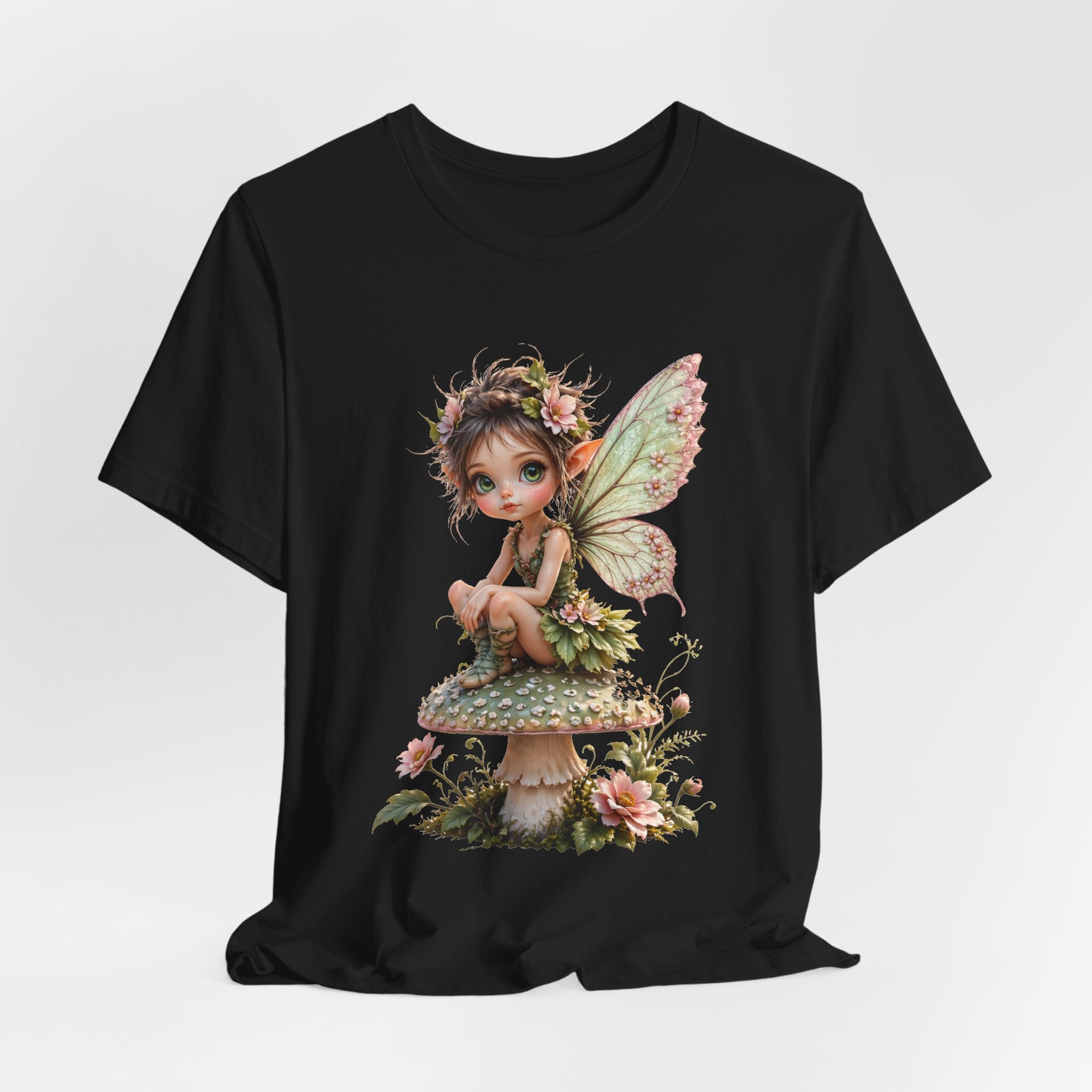 Fairy Mushroom Tee — Cute Woodland Fairy Sitting on Toadstool Graphic T-Shirt