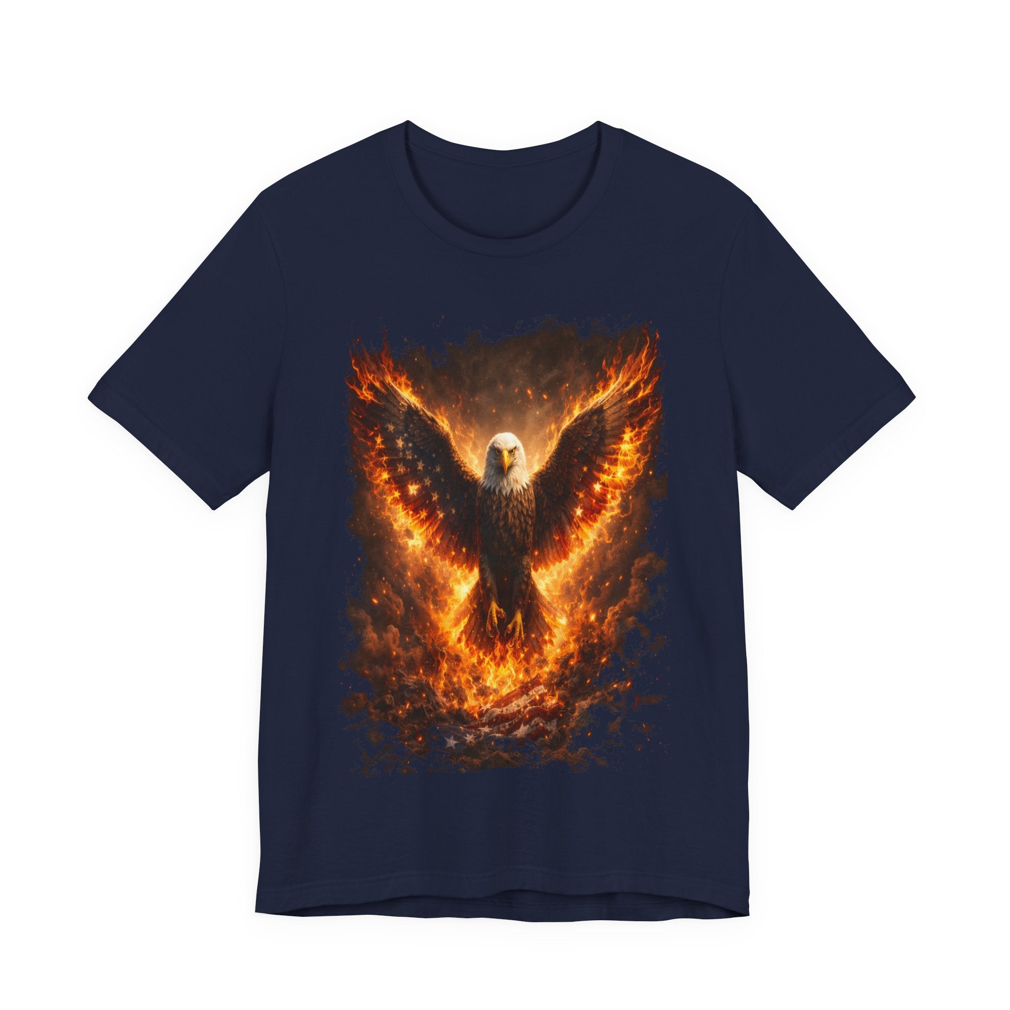 Fiery Eagle T‑Shirt — Flaming Bald Eagle Graphic Tee