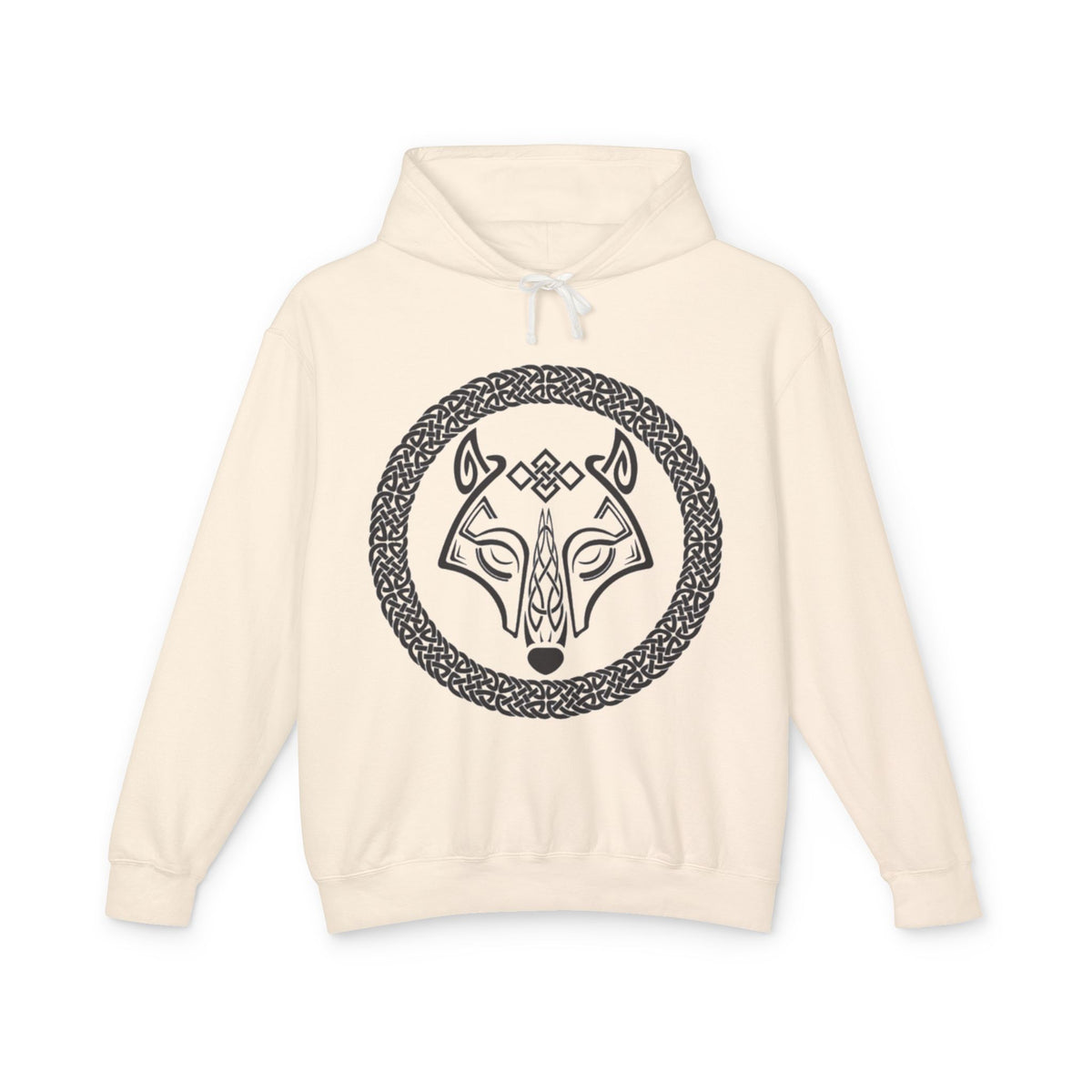 Viking Wolf Rune Hoodie — Norse Knotwork Fox/Wolf Circle Graphic Hoodie