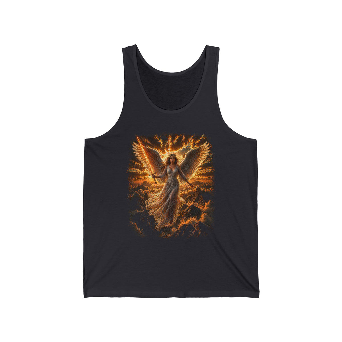 Angel Wings Tank Top — Radiant Guardian Spiritual Graphic Jersey Tank