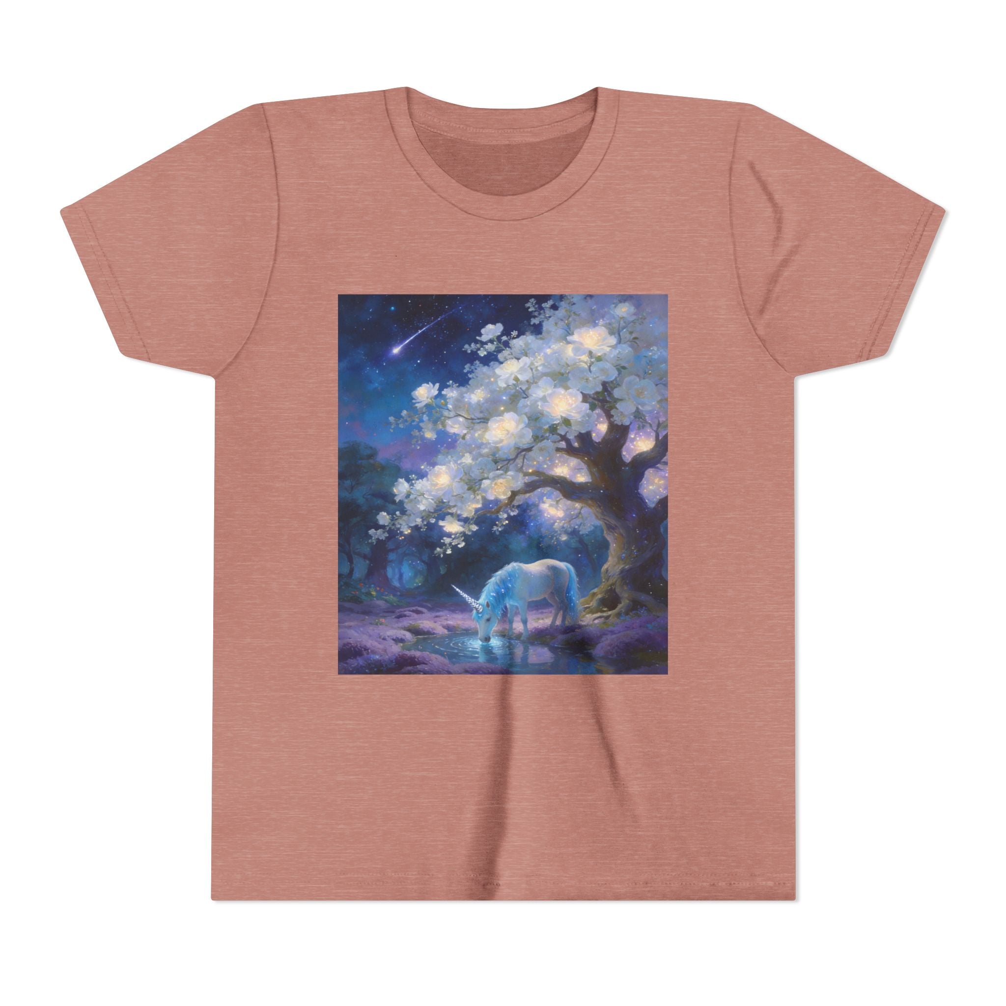 Youth Tee — Dreamy Moonlit Deer & Blossom Tree Graphic