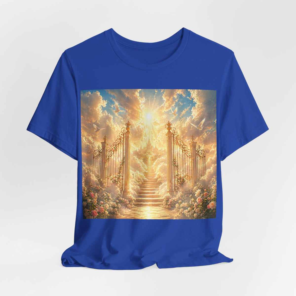 Heavenly Gates Graphic Tee — Celestial Stairs & Sunlight T-Shirt
