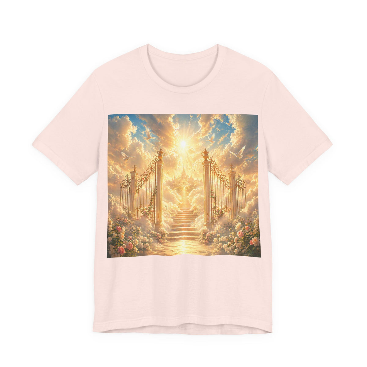 Heavenly Gates Graphic Tee — Celestial Stairs & Sunlight T-Shirt