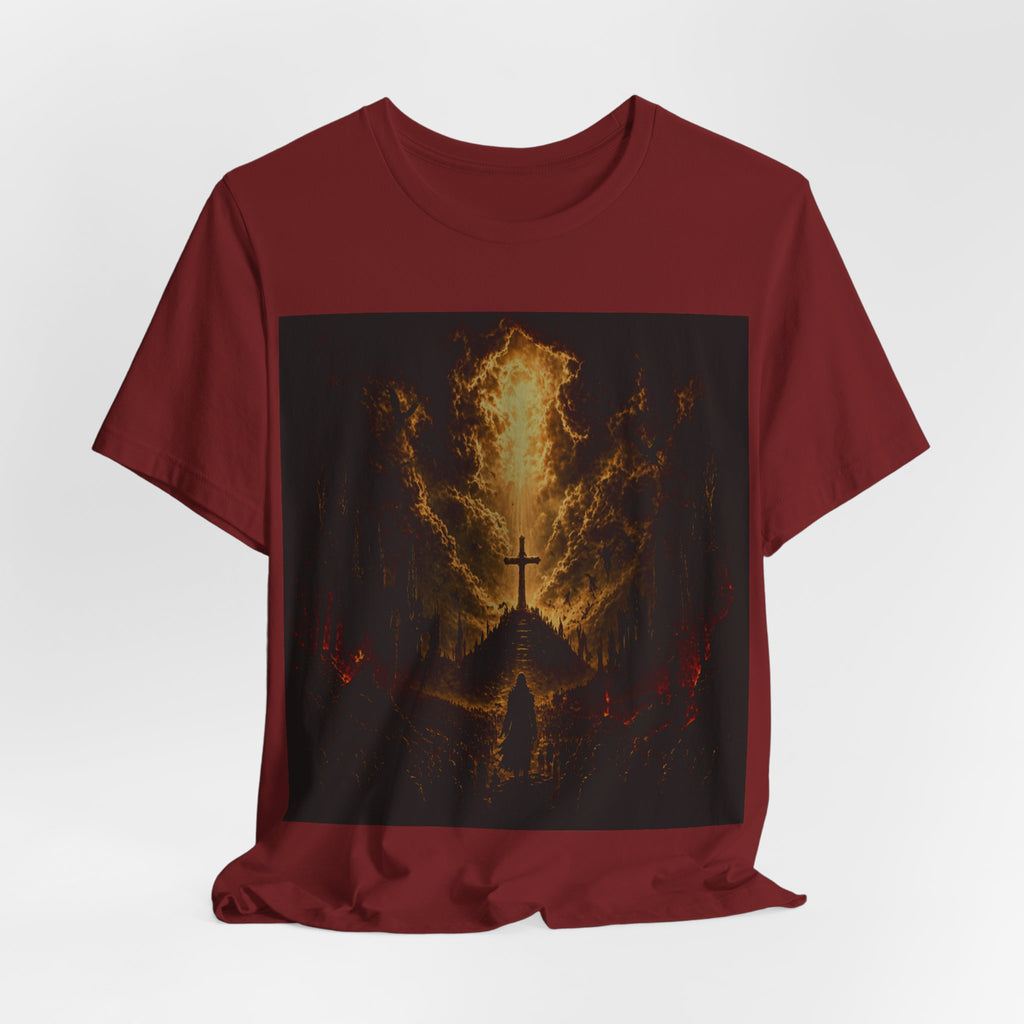 Christian Cross Flames T-Shirt — Fiery Faith Graphic Tee