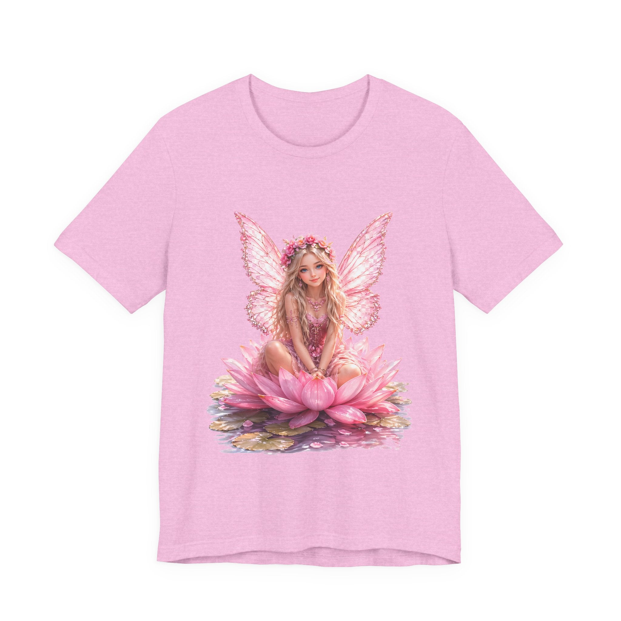 Pink Lotus Fairy T-Shirt — Floral Fairy Sitting on Lotus Graphic Tee