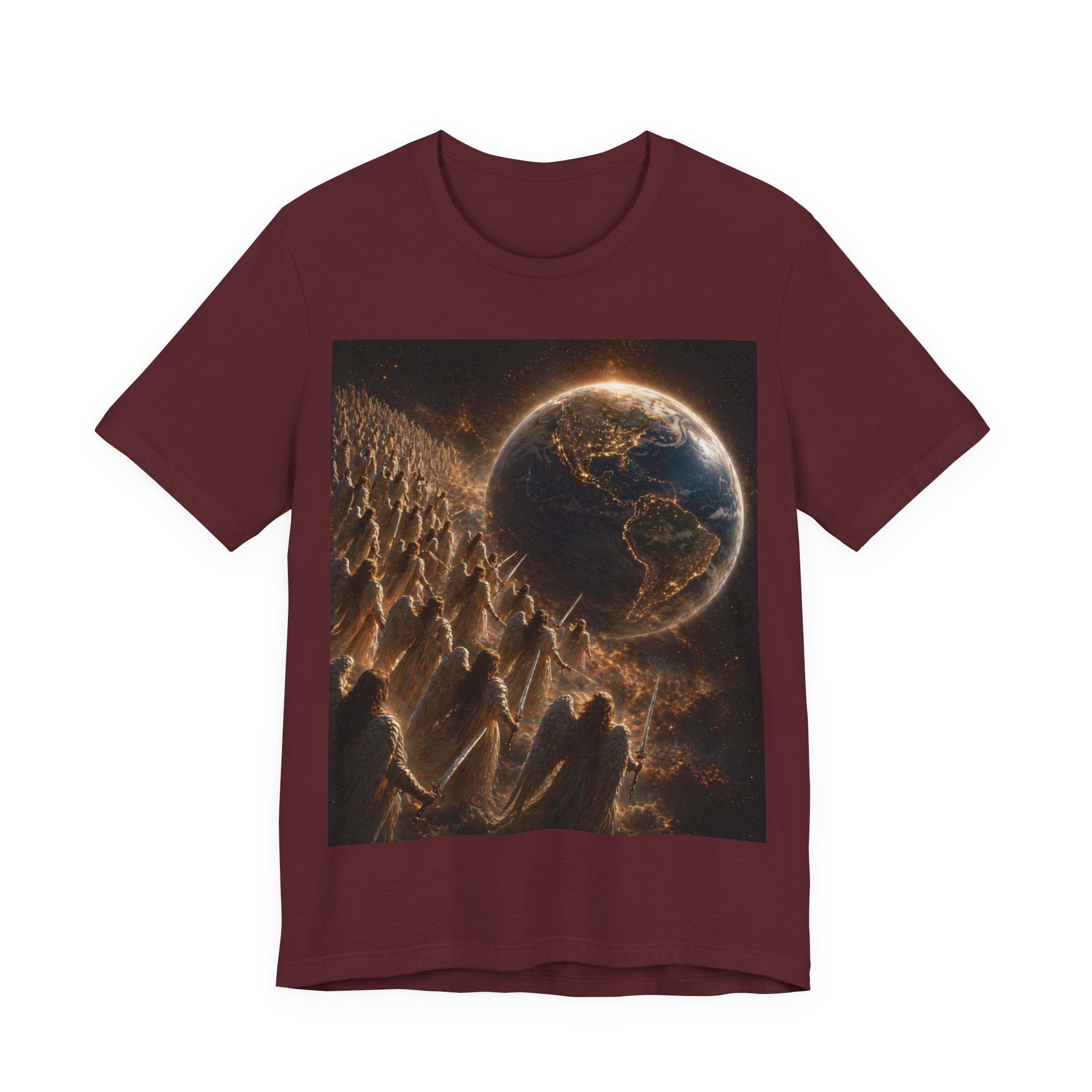 Earth Rise Graphic Tee — Glowing Planet & Mountainscape T-Shirt