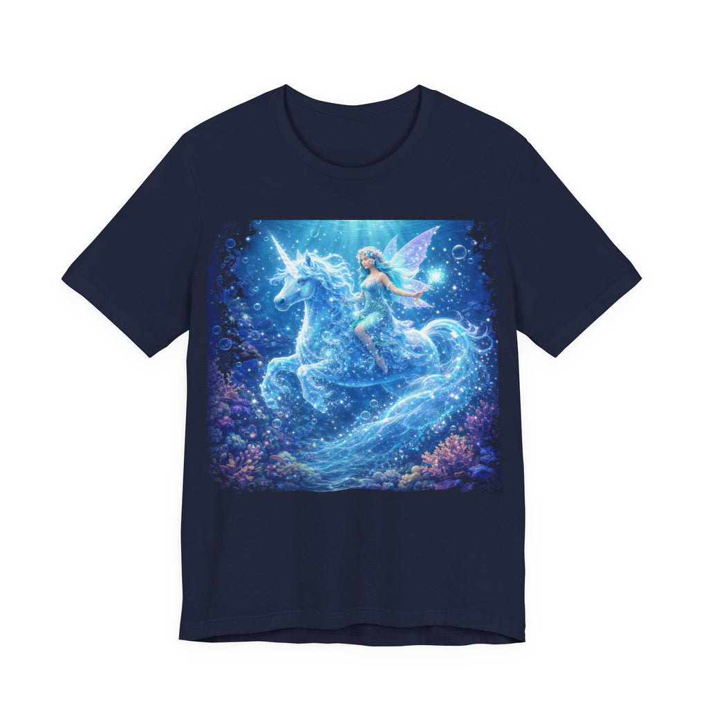 Mystical Blue Unicorn & Fairy Tee — Fantasy Magic Horse T-Shirt