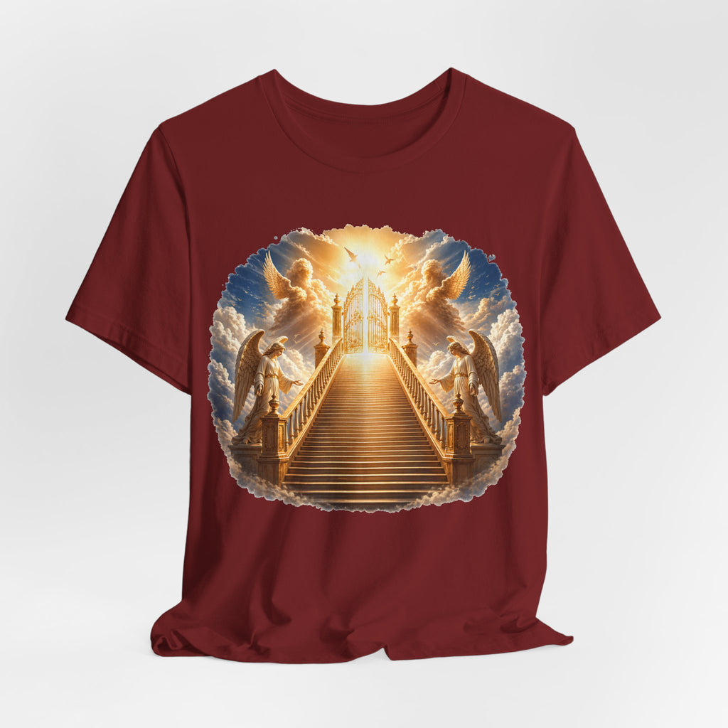 Heavenly Golden Stairway T‑Shirt — Angelic Gates Spiritual Tee