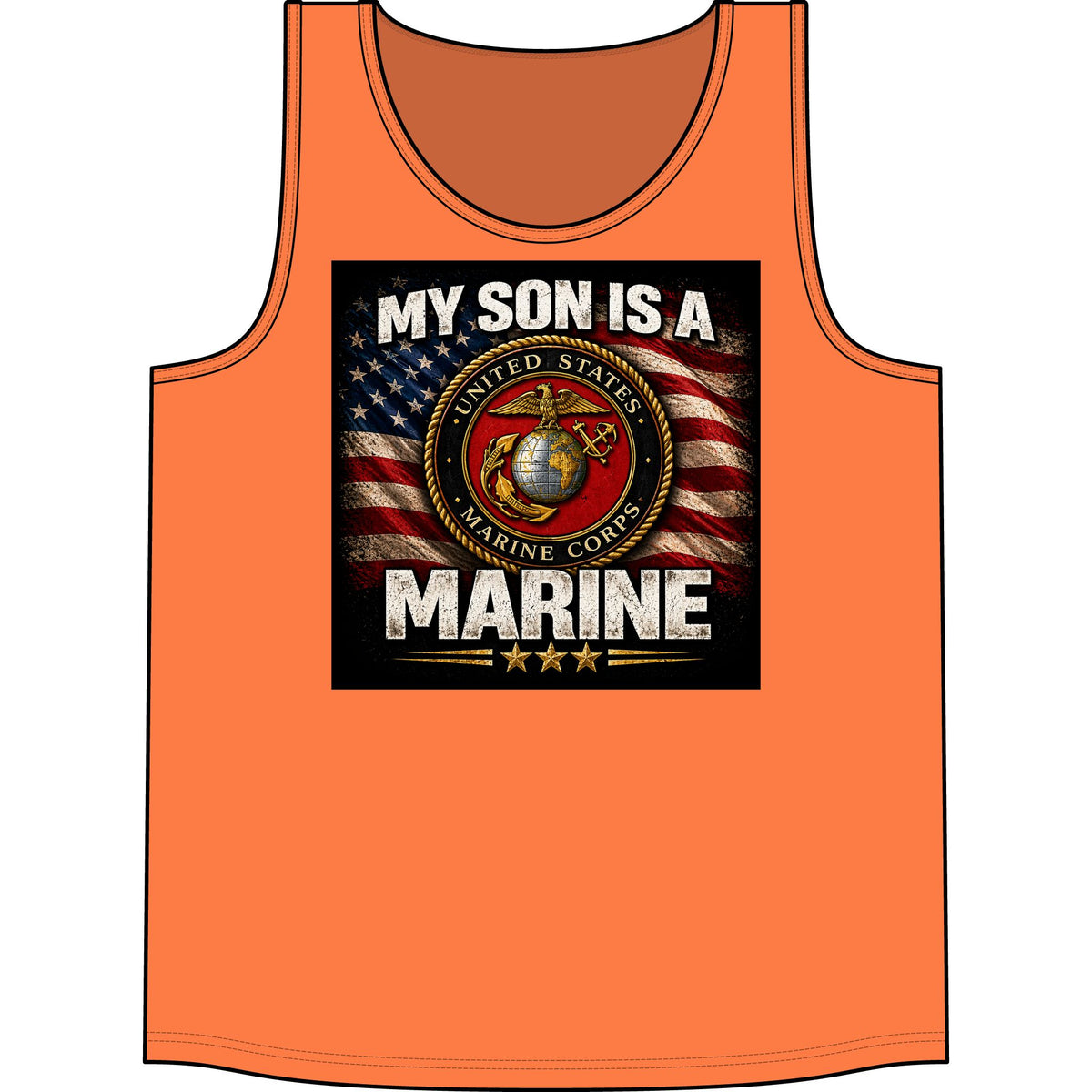 My Son Is A Marine Tank Top – USMC Emblem American Flag Tribute
