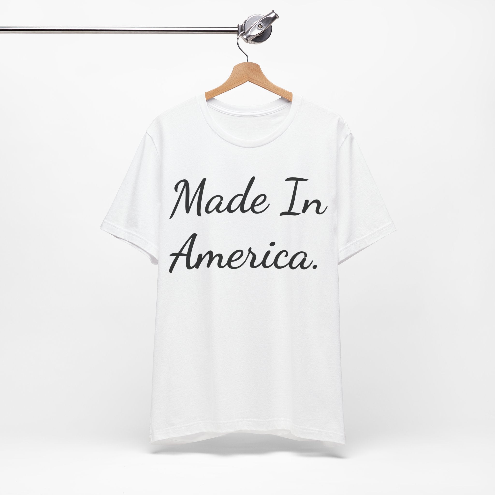 Made In America T-Shirt — Patriotic Script Tee for 4th of July & Everyday Wear