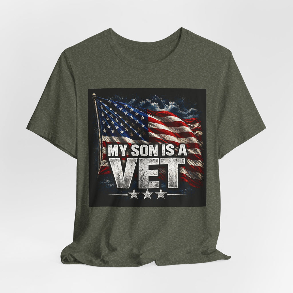 My Son Is A Vet T‑Shirt — Patriotic American Flag Tee for Proud Parents
