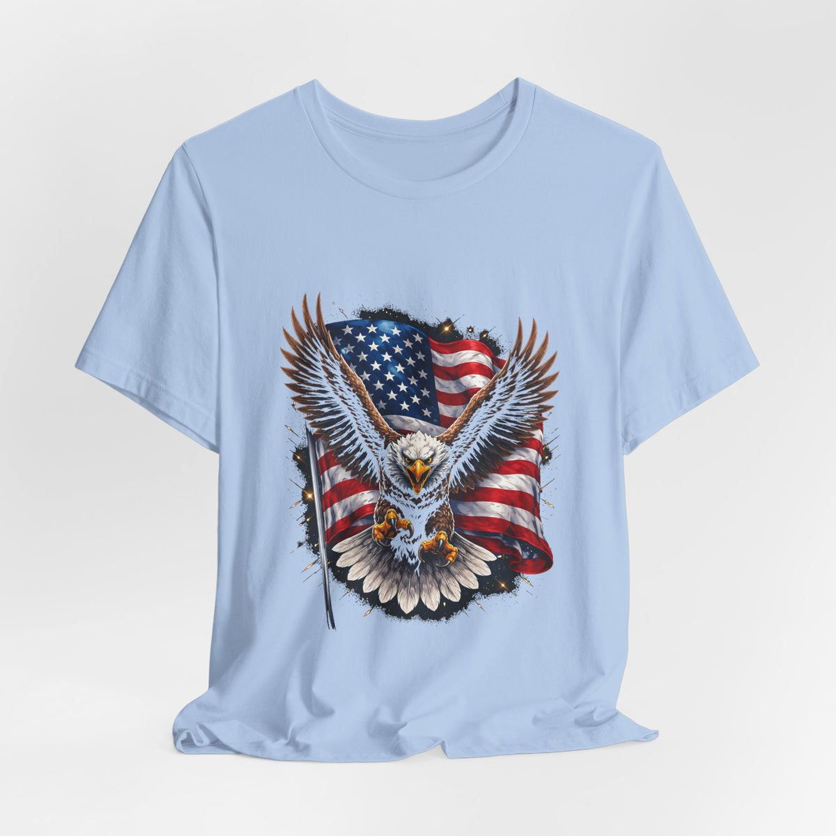 American Eagle Flag T-Shirt — Patriotic Bald Eagle Tee for 4th of July & Veterans