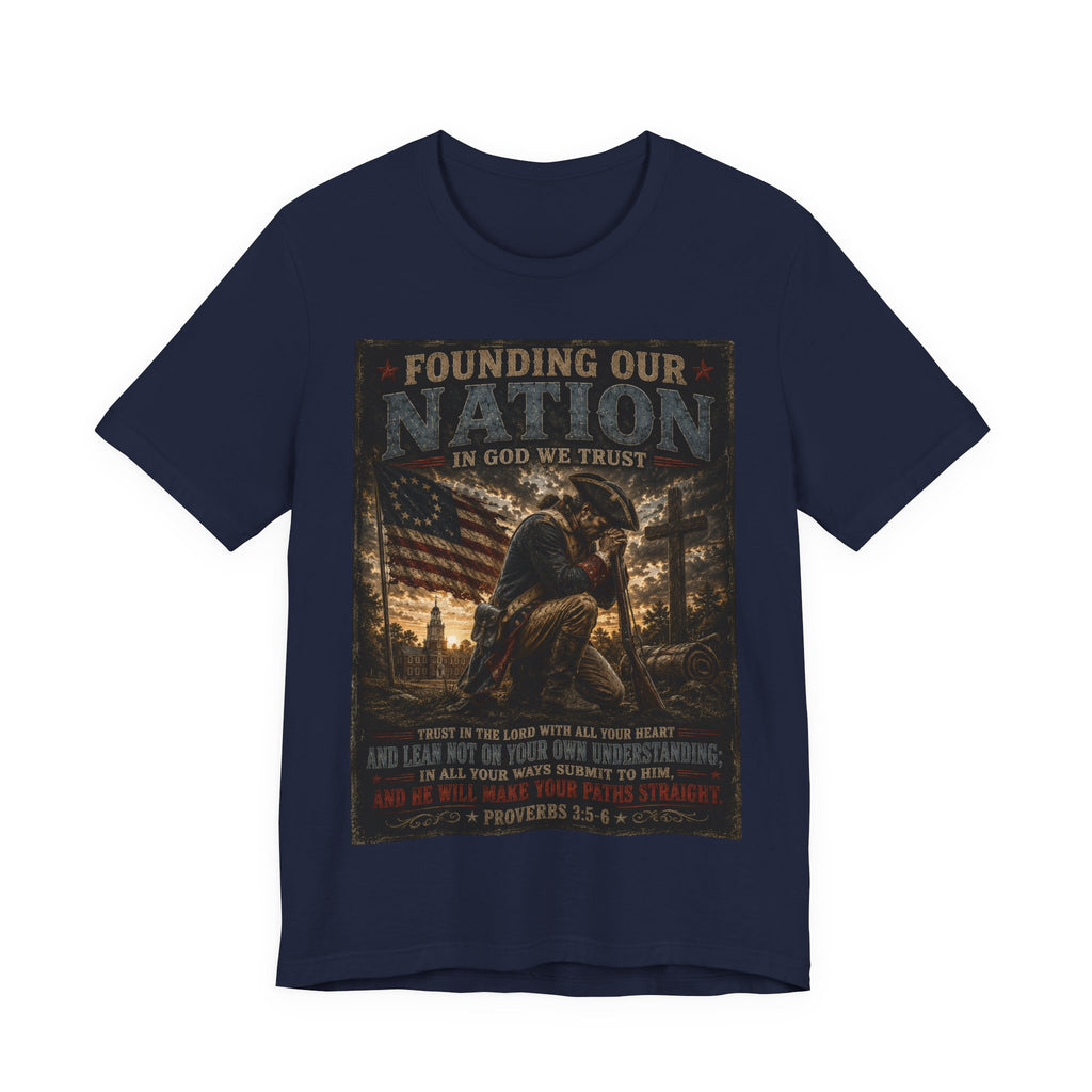 Founding Our Nation Eagle T-Shirt — "In God We Trust" Patriotic Christian Tee