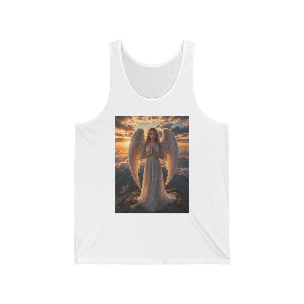 Angel Wings Sunset Tank Top — Spiritual Guardian Graphic Jersey Tank
