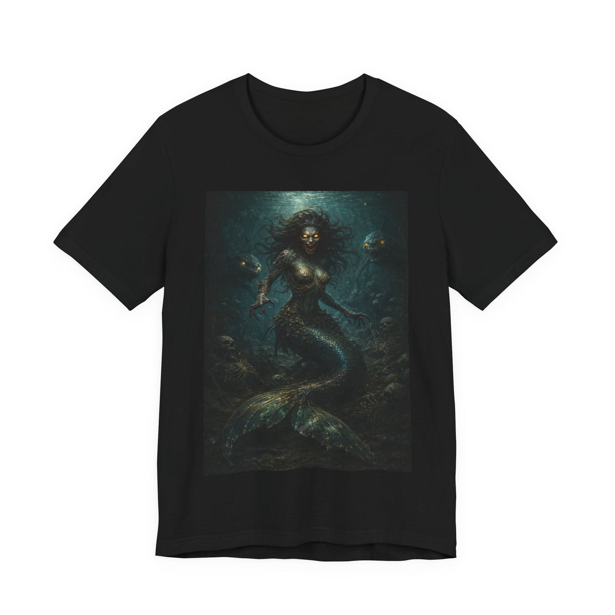 Mermaid Gothic Art Tee — Dark Fantasy Ocean Siren T-Shirt
