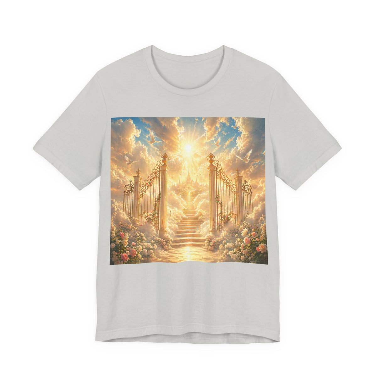 Heavenly Gates Graphic Tee — Celestial Stairs & Sunlight T-Shirt