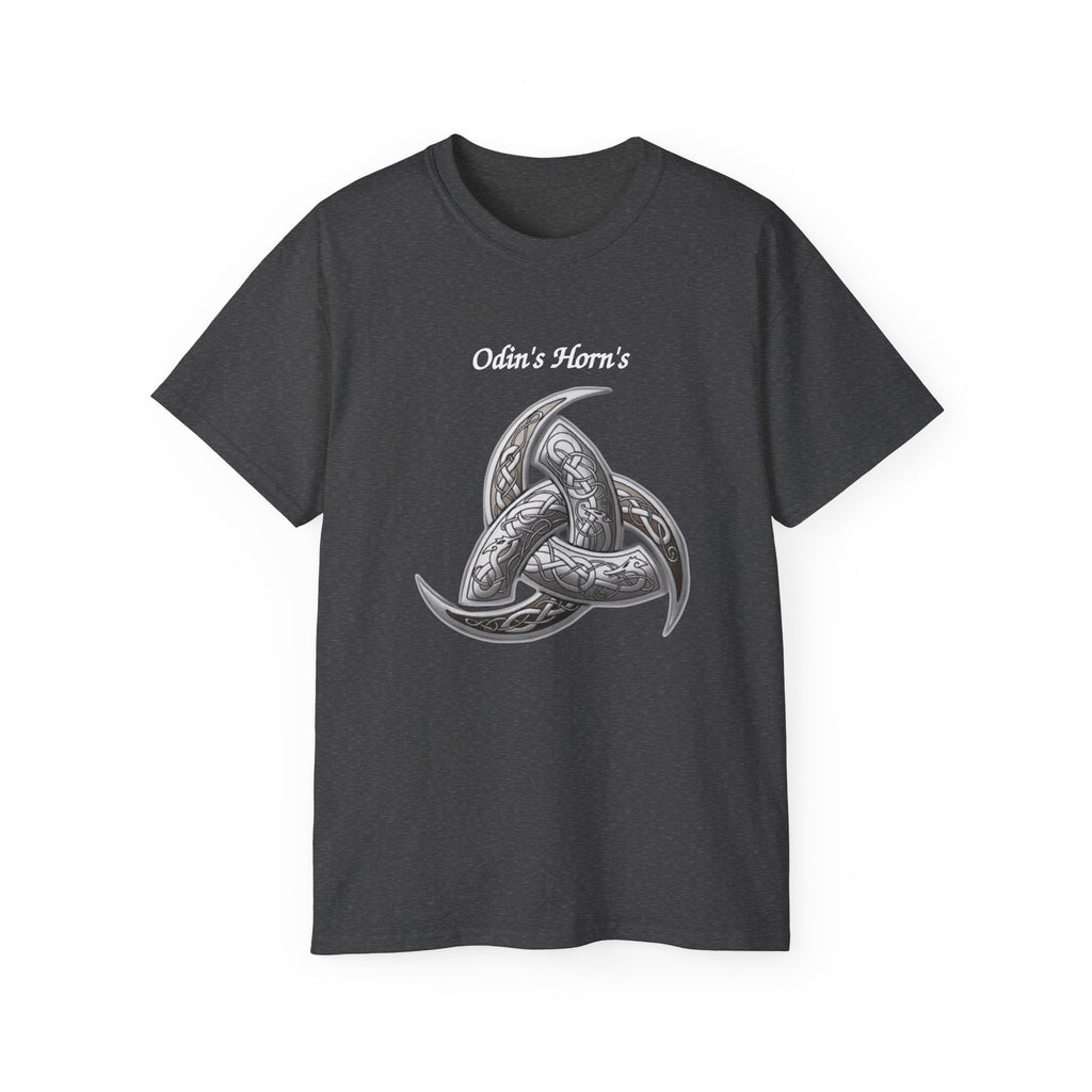 Viking Odin’s Horns Cotton T-Shirt — Norse Mythology Triskelion Tee