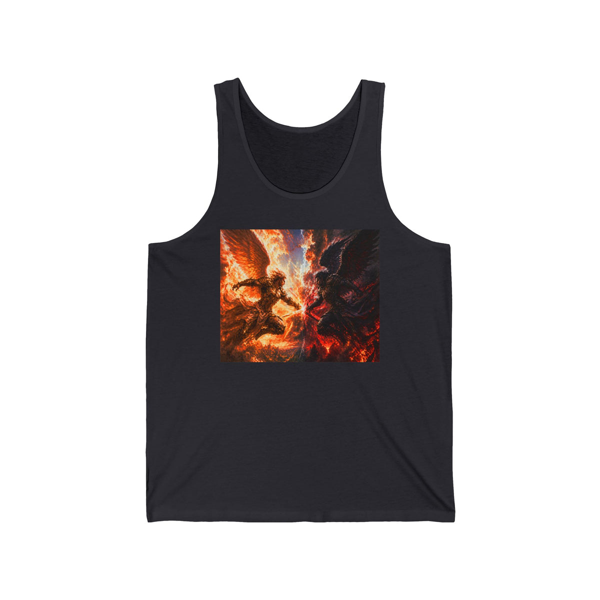 Angel vs Demon Battle Tank Top — Fiery Fantasy Graphic Muscle Tee