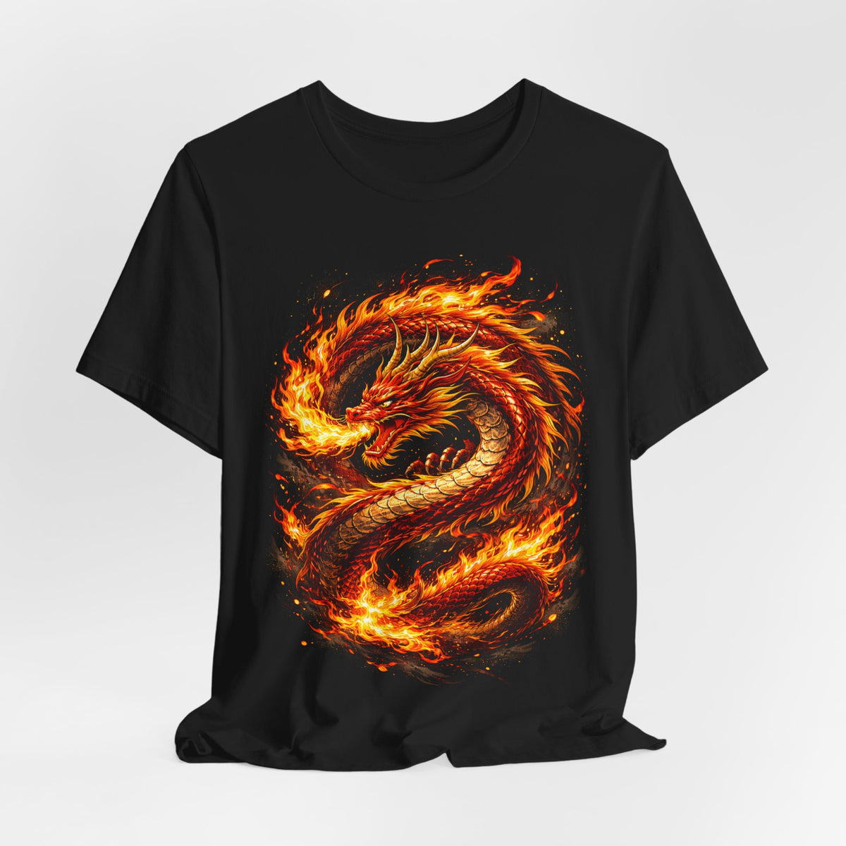 Flaming Dragon T-Shirt — Fiery Eastern Dragon Graphic Tee