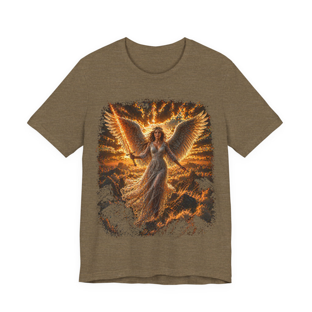 Angel Wings Graphic Tee — Fiery Guardian Angel Design