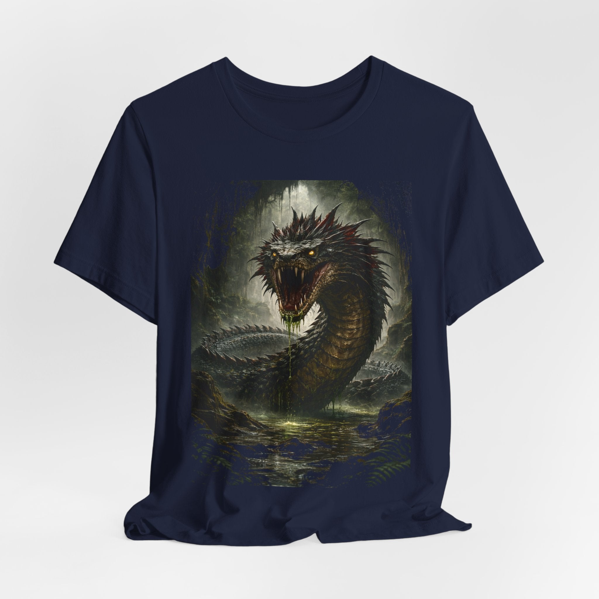 Basilisk Sea Serpent Graphic Tee — Dark Mythical Dragon Shirt