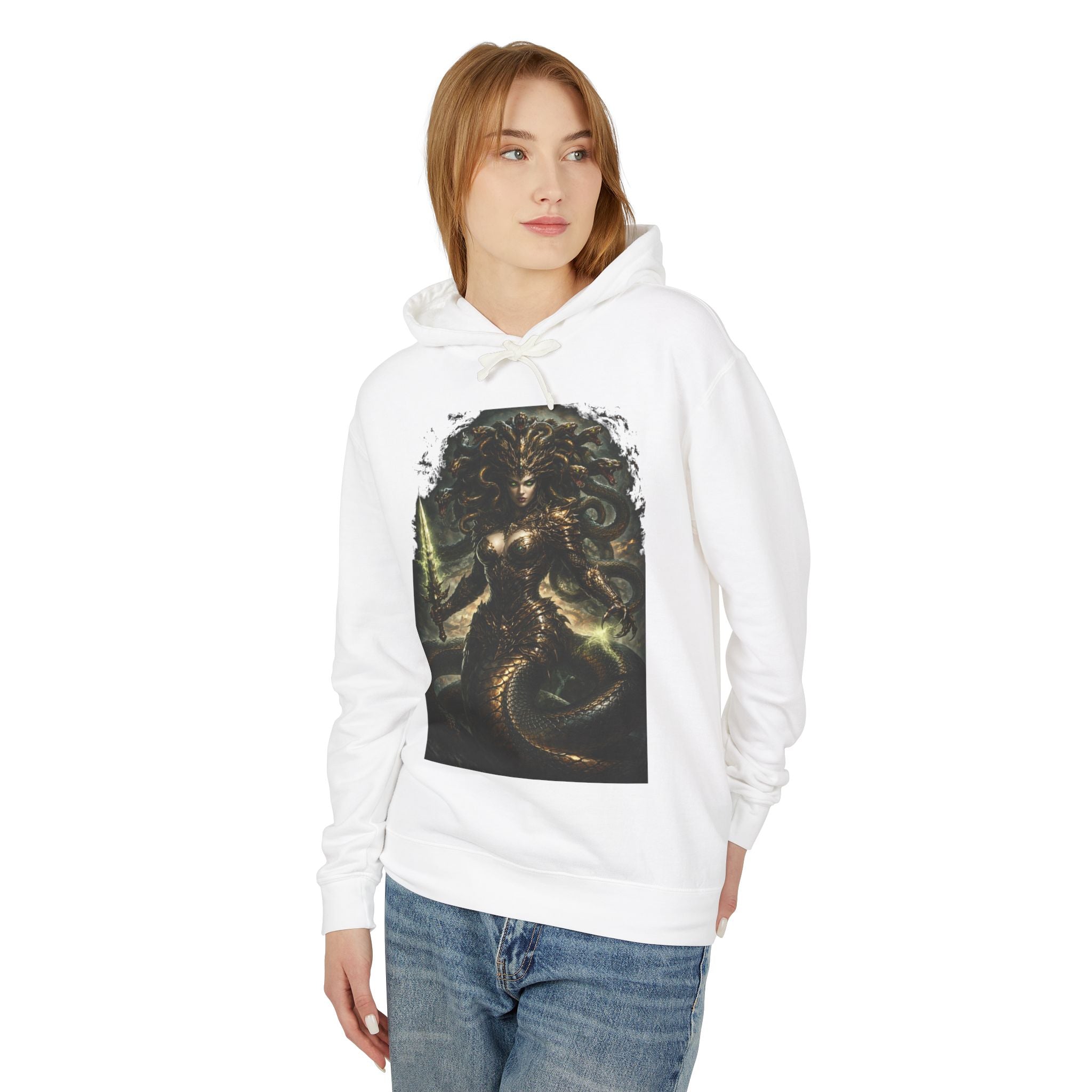 Medusa Fantasy Art Hoodie — Dark Mythological Serpent Goddess Sweatshirt