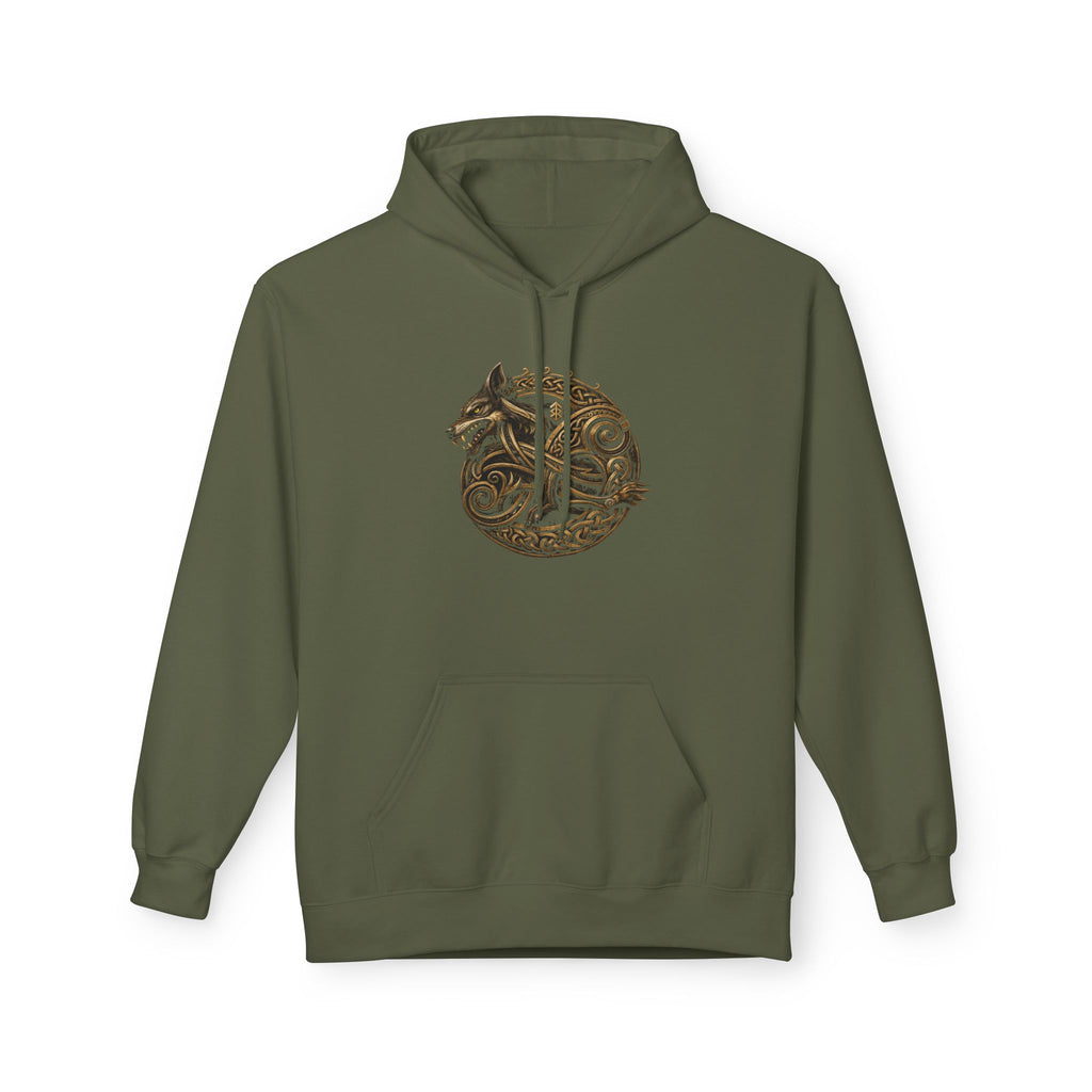 Norse mythology wolve Hoodie – Earth-Tone Celtic Wolf Graphic Pullover