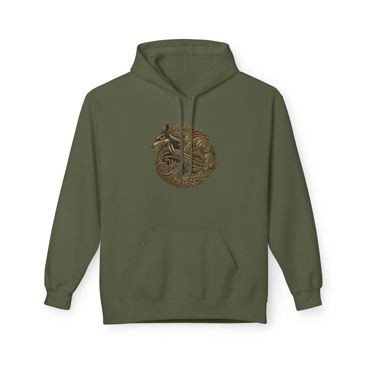 Norse mythology wolve Hoodie – Earth-Tone Celtic Wolf Graphic Pullover