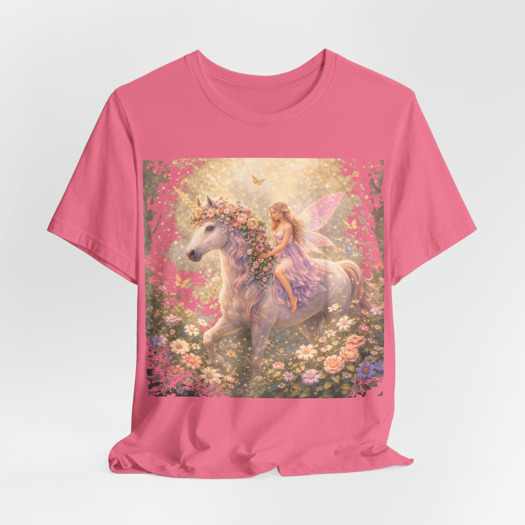 Fairy and Unicorn Tee — Whimsical Garden Fantasy T-Shirt