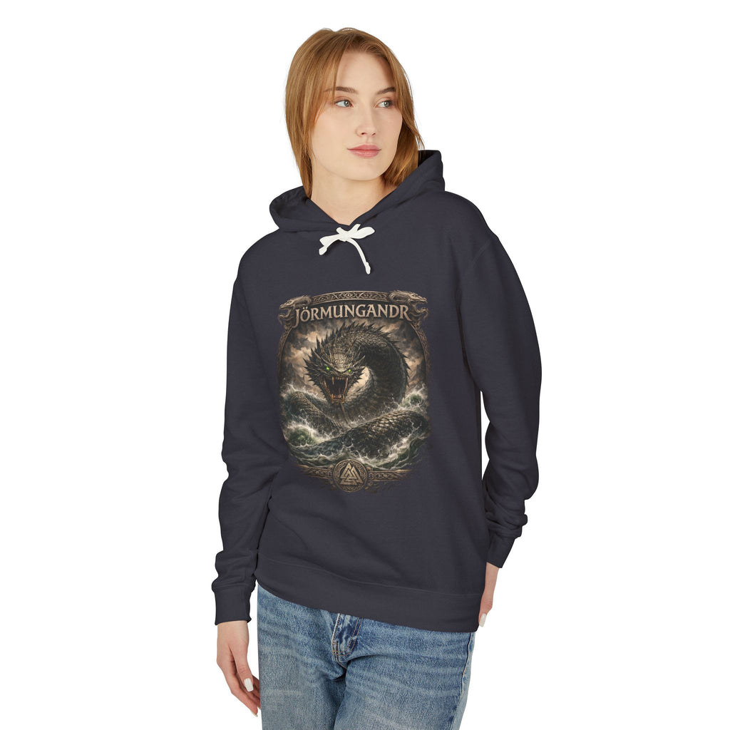 Jormungandr Serpent Hoodie — Norse Mythology Sea Serpent Graphic Sweatshirt