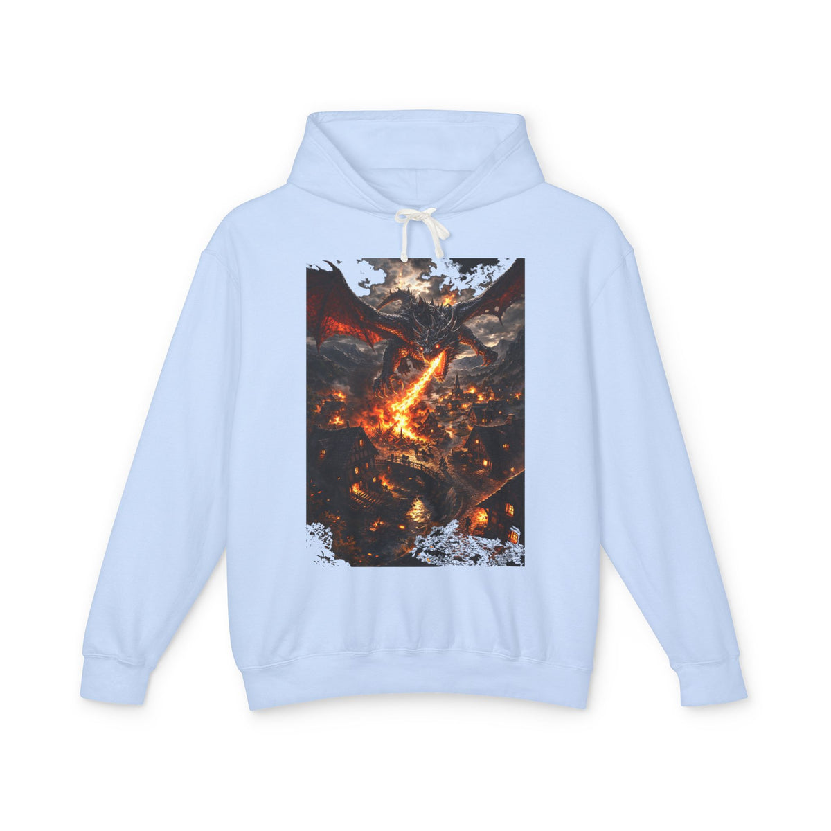 Dragon Fire Graphic Hoodie — Fantasy Lava Dragon Illustration Sweatshirt
