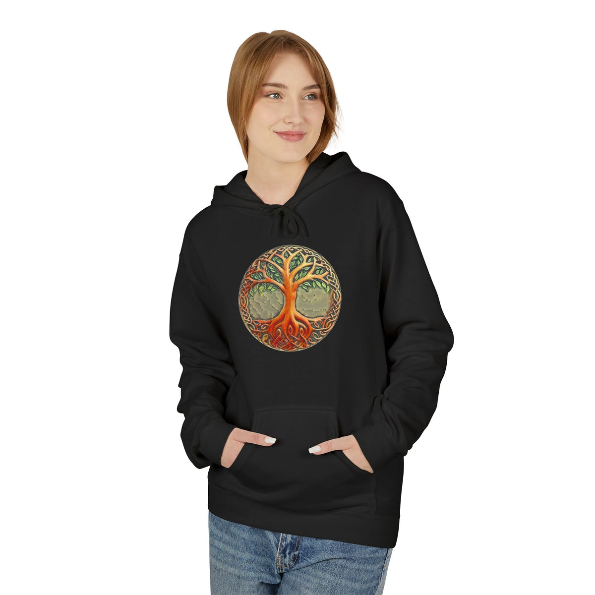 Yggdrasil Tree of Life Cotton Hoodie — Vintage Botanical Forest Graphic