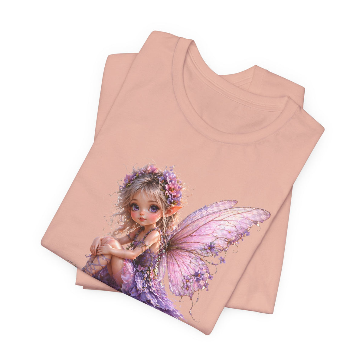 Fairy on Mushroom T-Shirt — Cute Pink Butterfly Fairy Graphic Tee for Kids & Adults