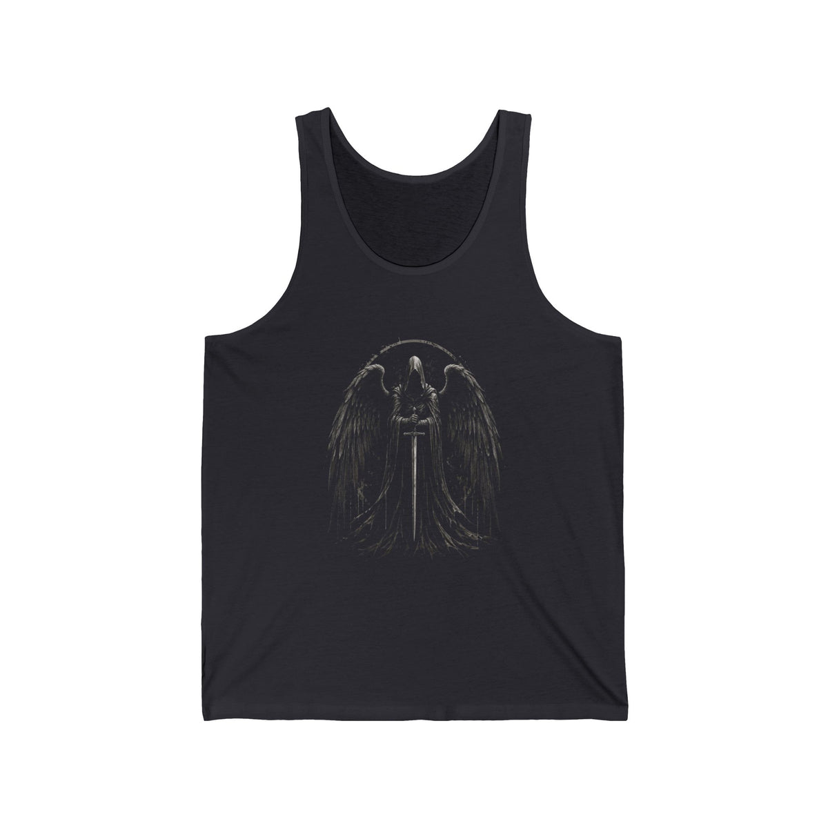 Gothic Angel Sword Tank Top — Dark Winged Guardian Graphic Tank