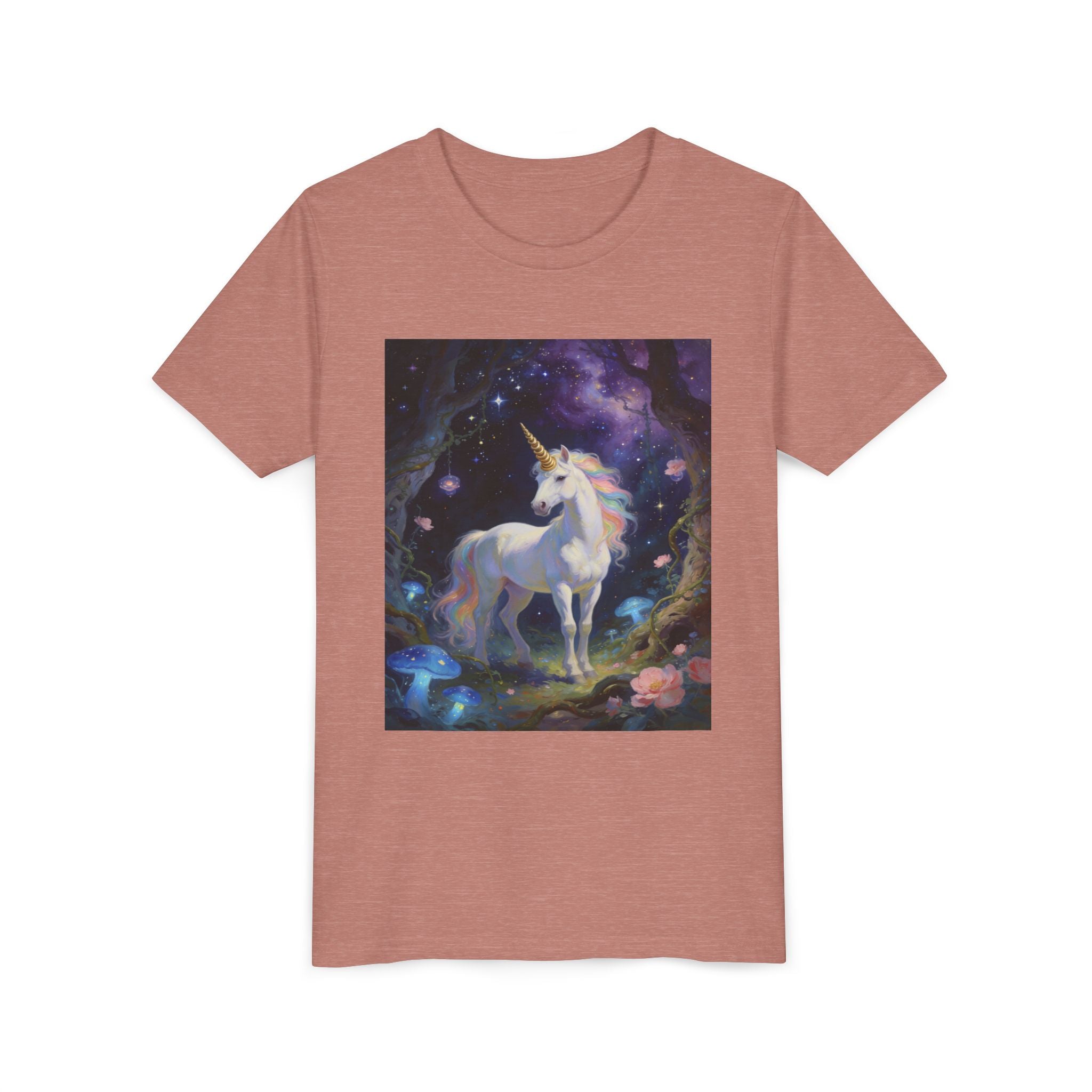 Youth Unicorn Tee — Magical Night Forest Unicorn Graphic Shirt