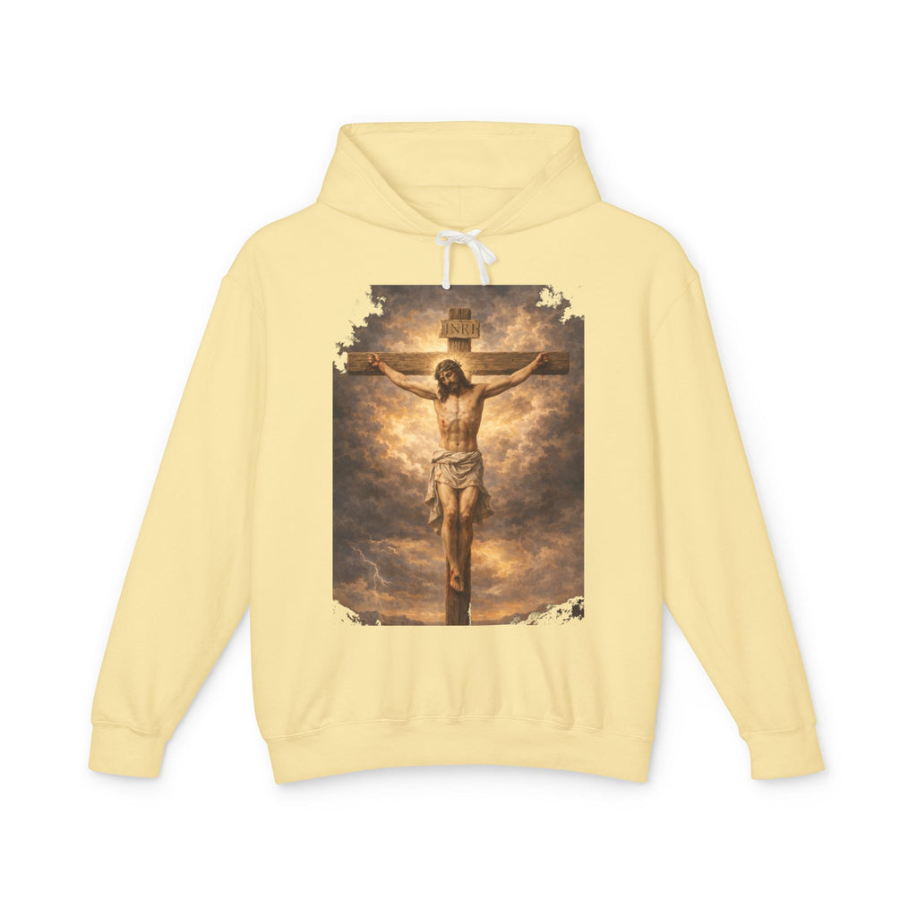 Jesus Crucifixion Hoodie — Christian Faith Graphic Sweatshirt for Easter & Religious Wear