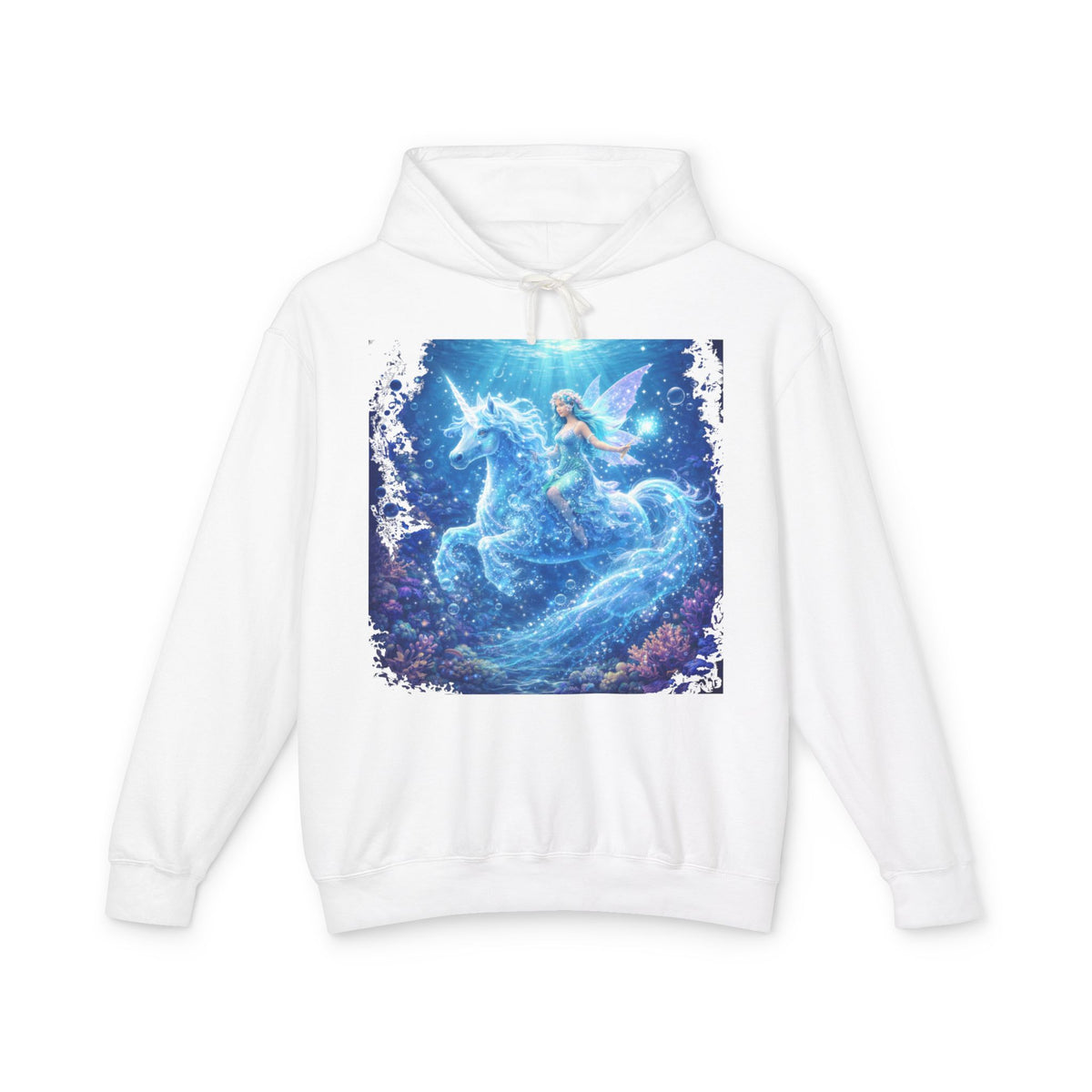 Magical Unicorn & Fairy Hoodie — Starry Blue Fantasy Sweatshirt