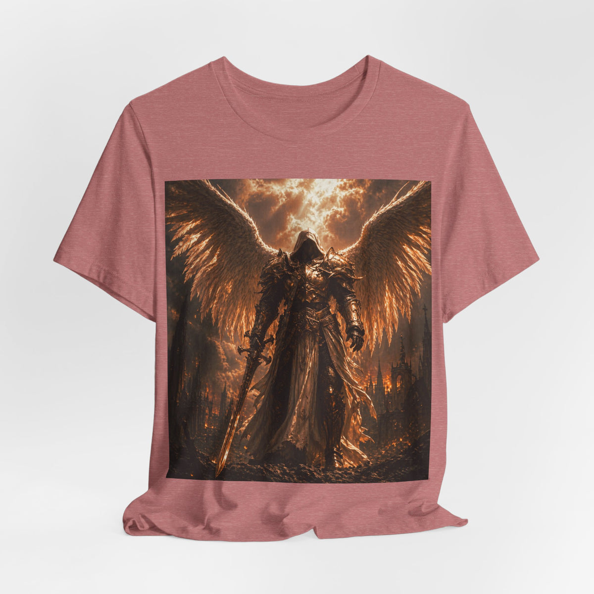 Angel of Fury Graphic Tee — Dark Fantasy Winged Warrior T‑Shirt