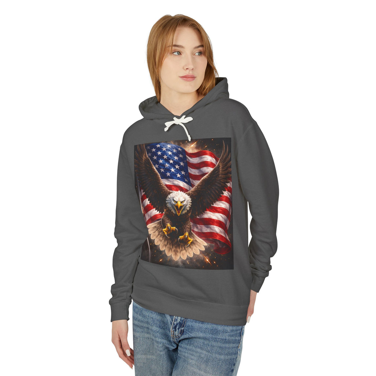 American Flag Eagle Hoodie — Patriotic Bald Eagle Sweatshirt for 4th of July