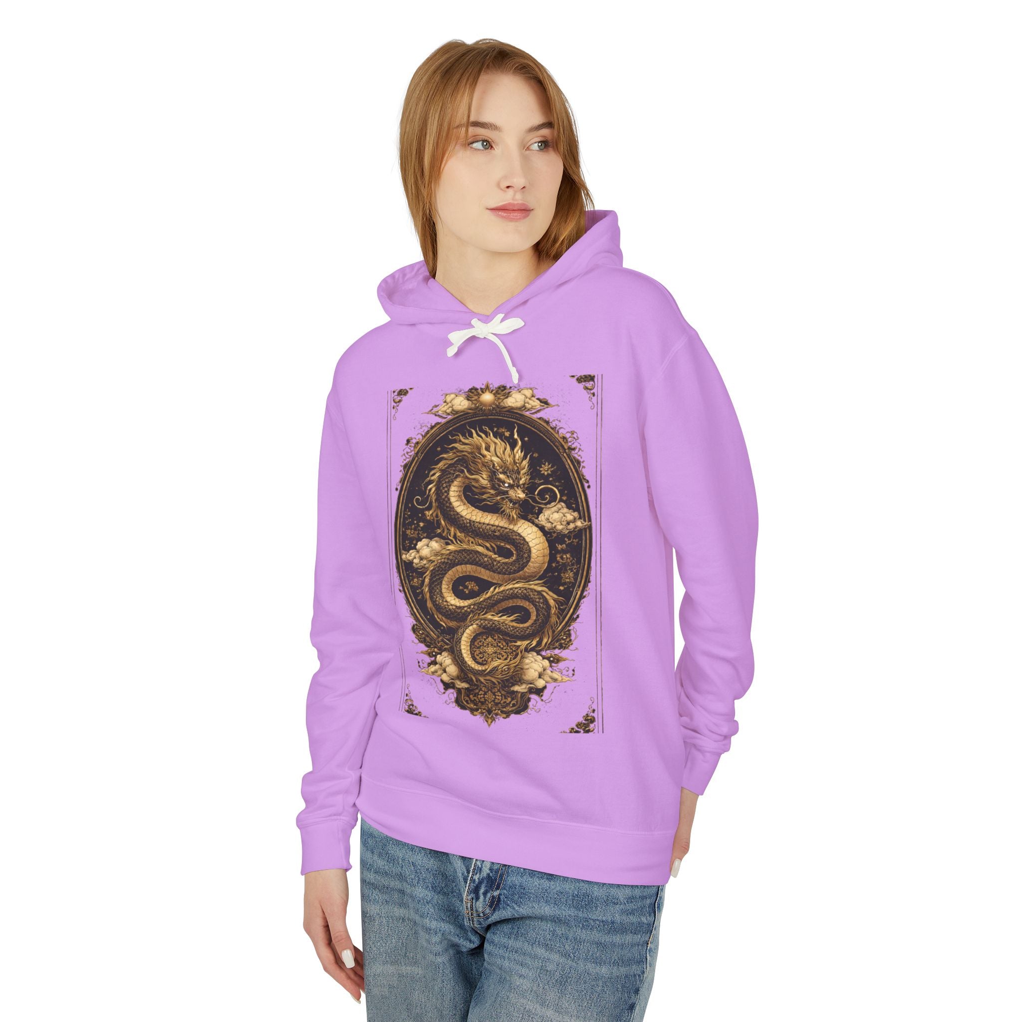 Golden Dragon Hoodie — Vintage Oriental Serpent Graphic Sweatshirt