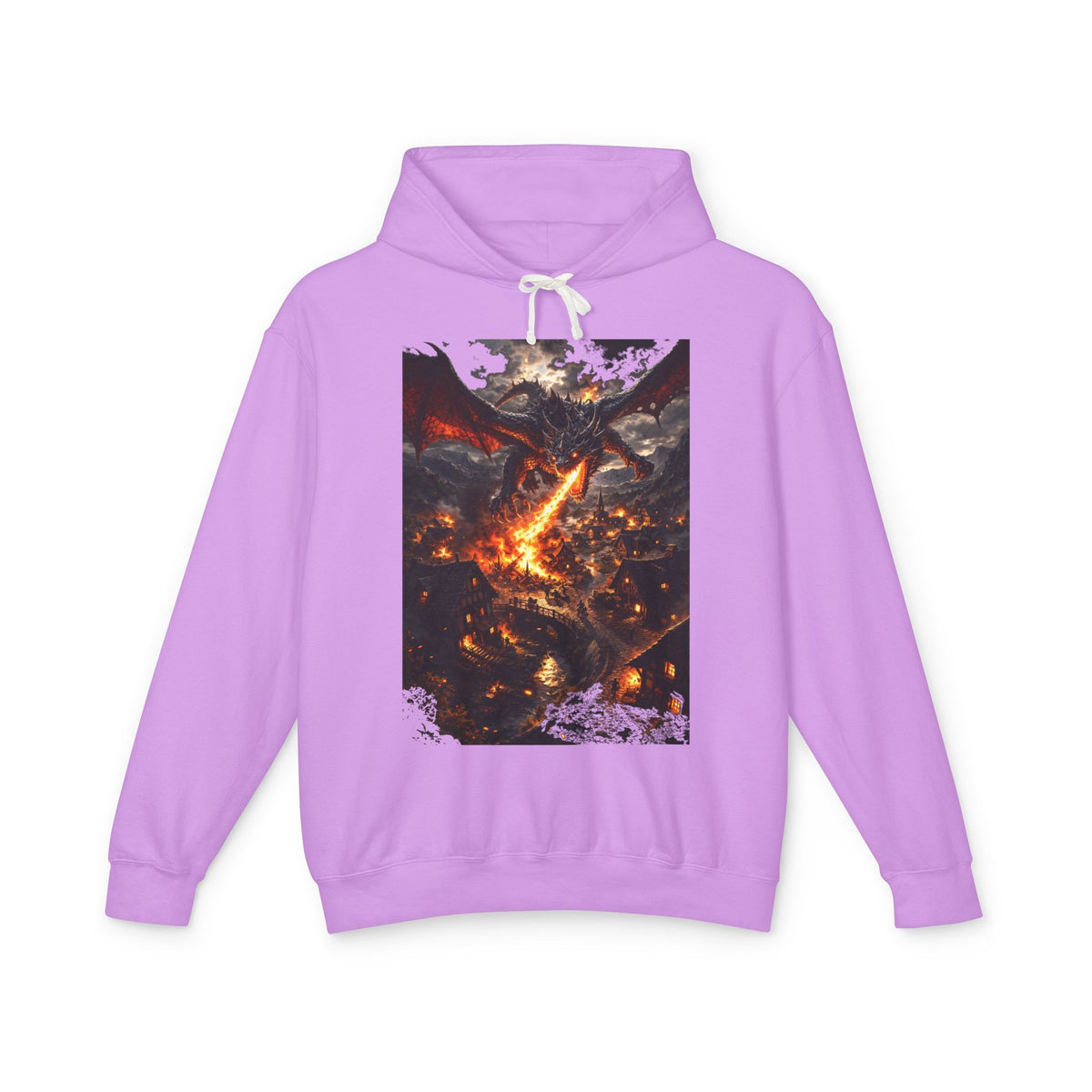 Dragon Fire Graphic Hoodie — Fantasy Lava Dragon Illustration Sweatshirt